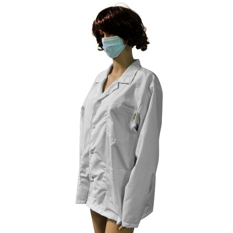 ESD Anti-static Clean Room Coats Manufacturer - Special Designs Accepted Long Sleeve Polyester Cotton 4mm Grid