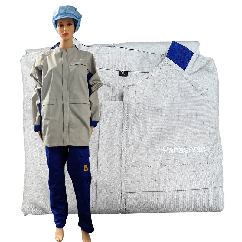 Antistatic Coat Manufacturer - Blue with Long Pants Cleanroom Suit Polyester Cotton