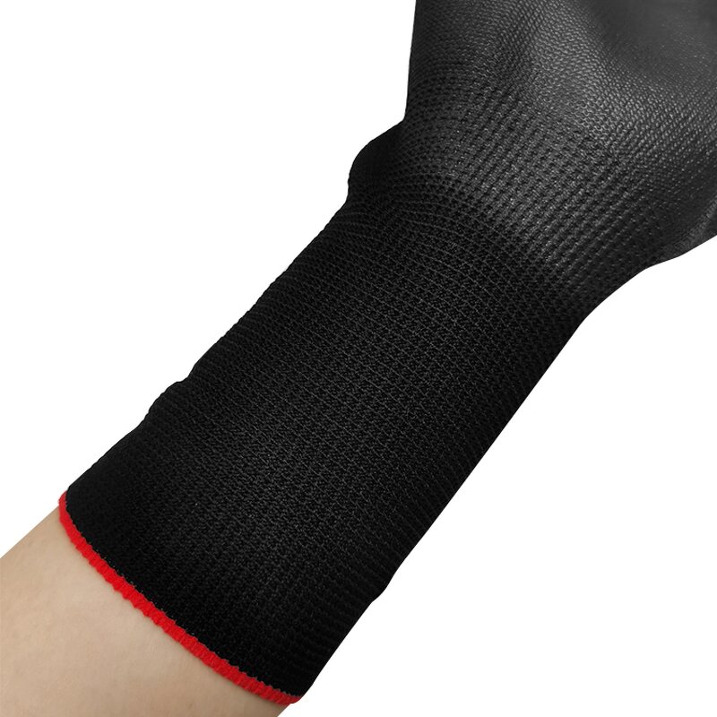 Antistatic Working Glove Manufacturer - OEM Lengthen Polyester Black ESD PU Palm Coated