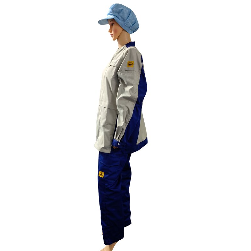 Antistatic Coat Manufacturer - Blue with Long Pants Cleanroom Suit Polyester Cotton