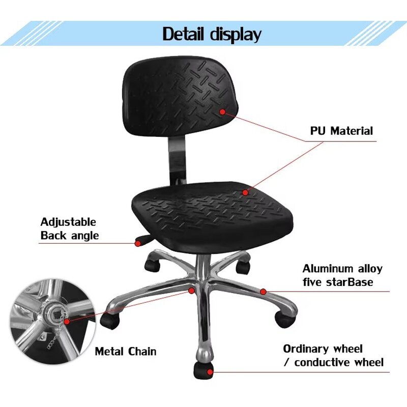 ESD Chair Manufacturer - Adjustable Seat Height for Cleanroom & Laboratory
