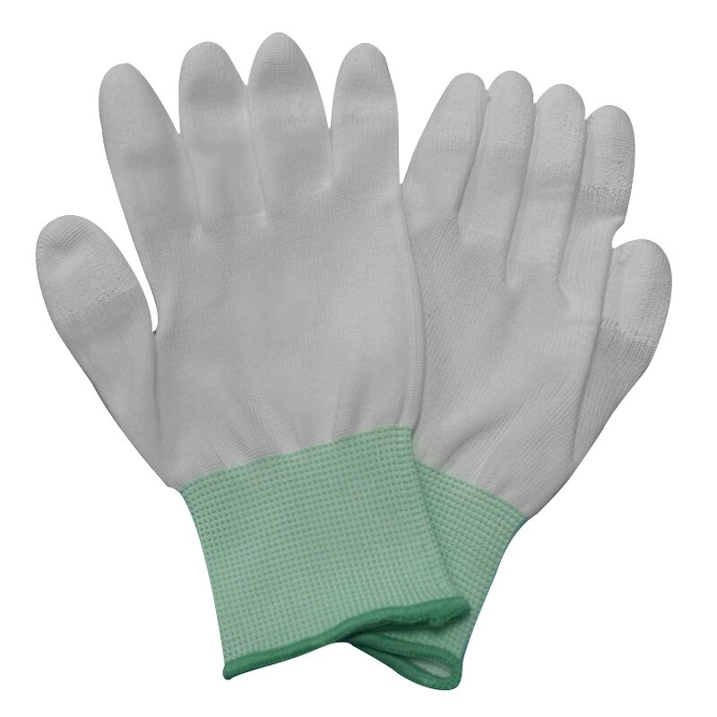 Work Gloves Manufacturer - High Quality White Polyester PU Fingertip Coated for Industry