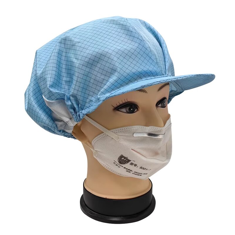 ESD Cleanroom Cap Manufacturer - 5mm Stripe Conductive Polyester