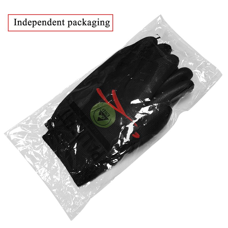 Antistatic Working Glove Manufacturer - OEM Lengthen Polyester Black ESD PU Palm Coated