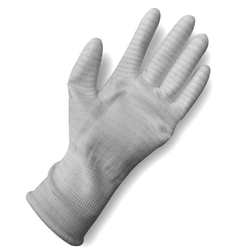 ESD Gloves Manufacturer - Anti Static Carbon Yarn Striped PVC Dotted PU Finger Top Coated