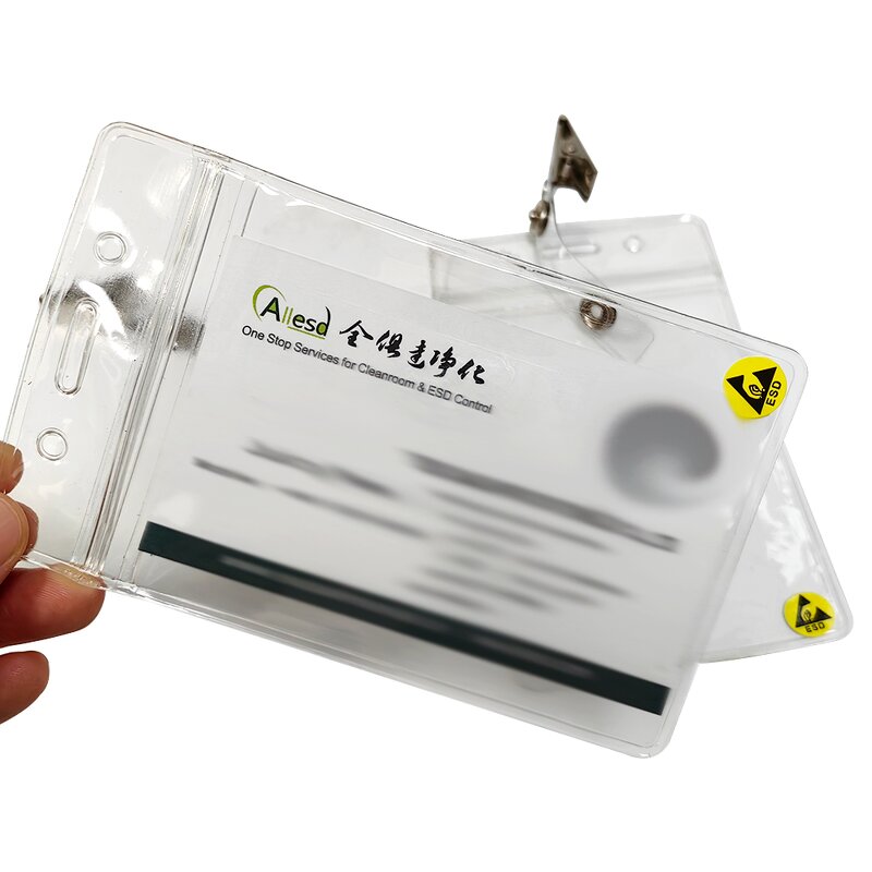 ESD Work Badges Holder Manufacturer - Transparent Office Stationery Antistatic with Clip
