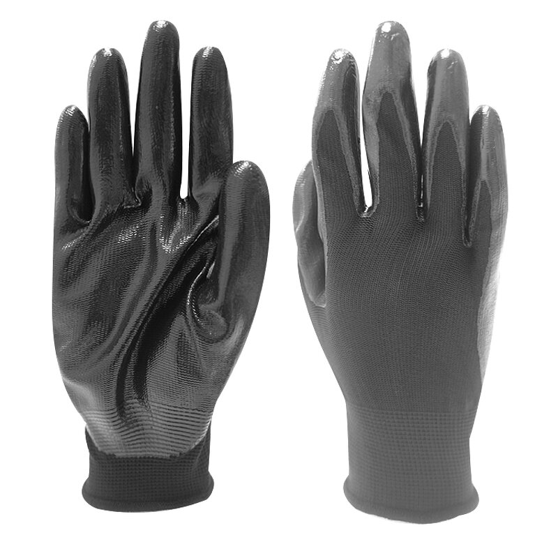 Nylon Nitrile Coated Glove Manufacturer - Black Industrial Mechanic Work Anti-oil