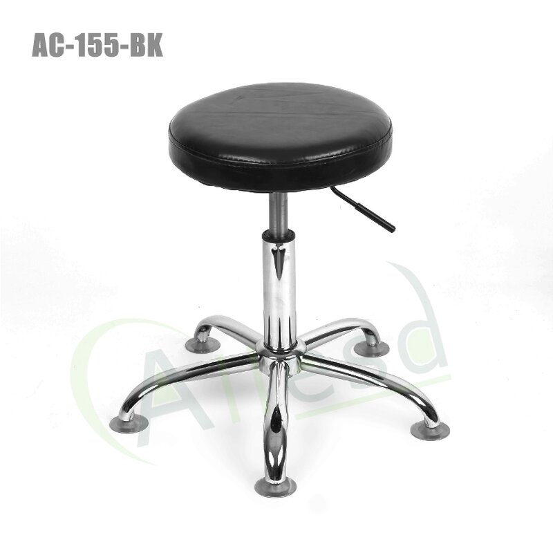 ESD Stool Chair Manufacturer - Black/Blue Comfortable Thickened PU Leather Round