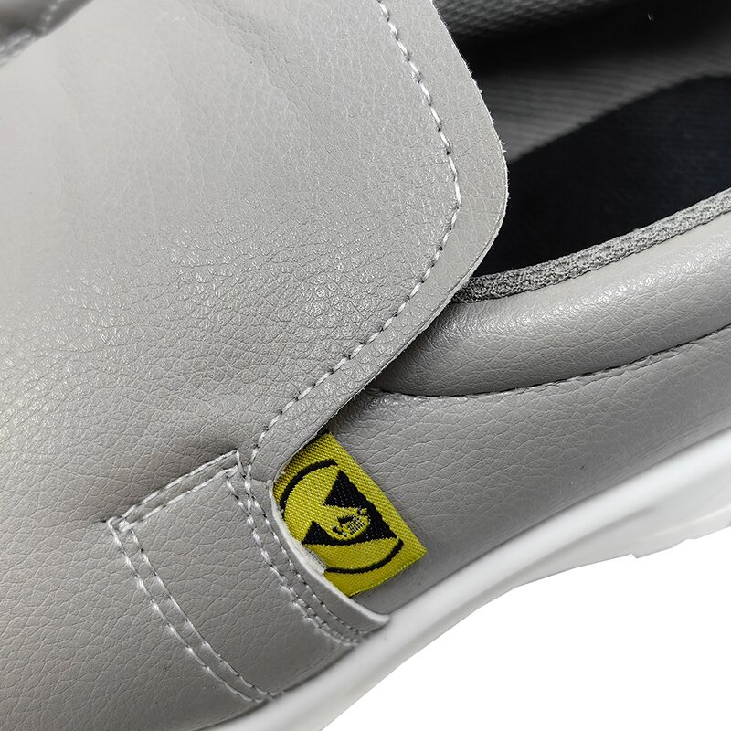ESD Safety Shoes Manufacturer - Industrial Cleanroom Black Grey Anti Slip Steel Toe