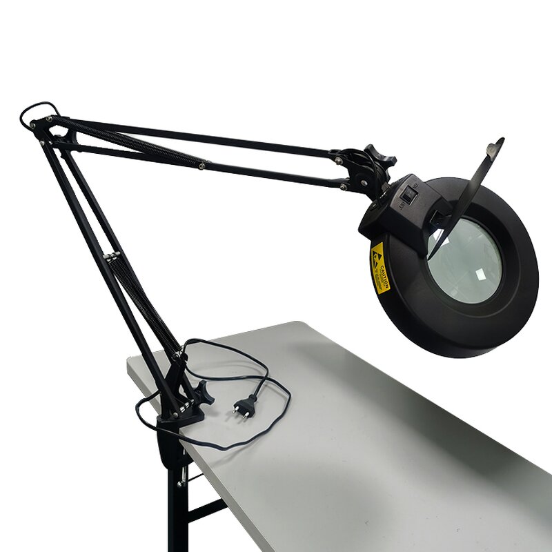 Safety Led Magnifying Lamp Manufacturer - LT86AE Dust Free Black Color Cosmetic Illuminated Magnifier
