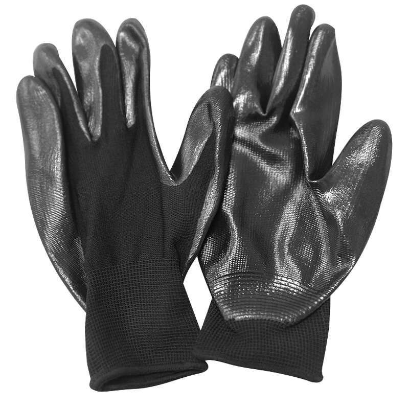 Nylon Nitrile Coated Glove Manufacturer - Black Industrial Mechanic Work Anti-oil