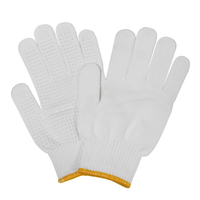 Safety Working Gloves Manufacturer - White Color PVC Dotted Durable Nylon for Industrial