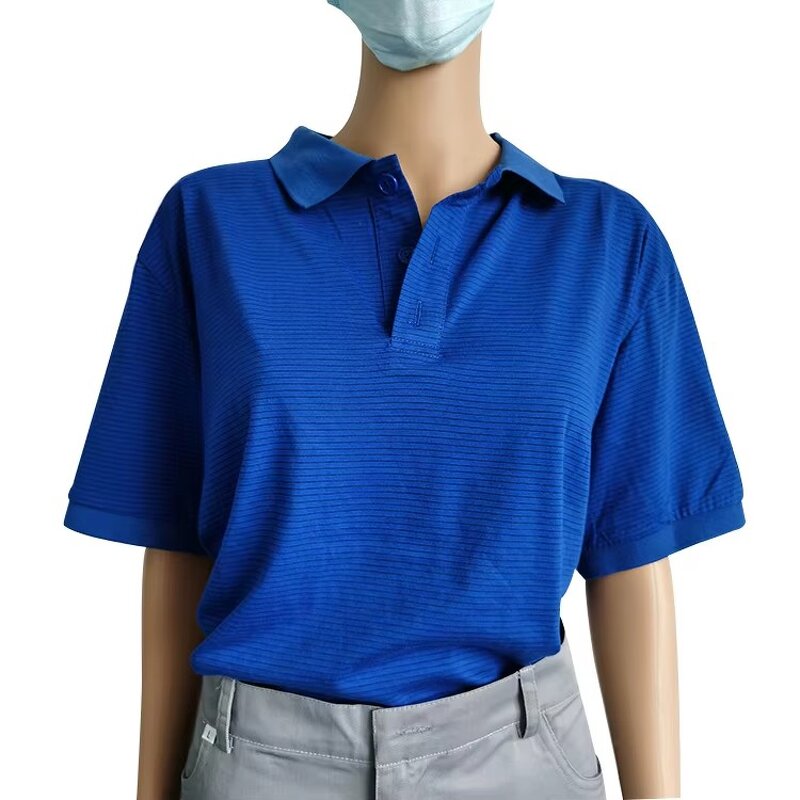 ESD Anti-Static T-Shirt Manufacturer - Lint-Free Short Sleeve 96% Cotton + 4% Conductive Fiber