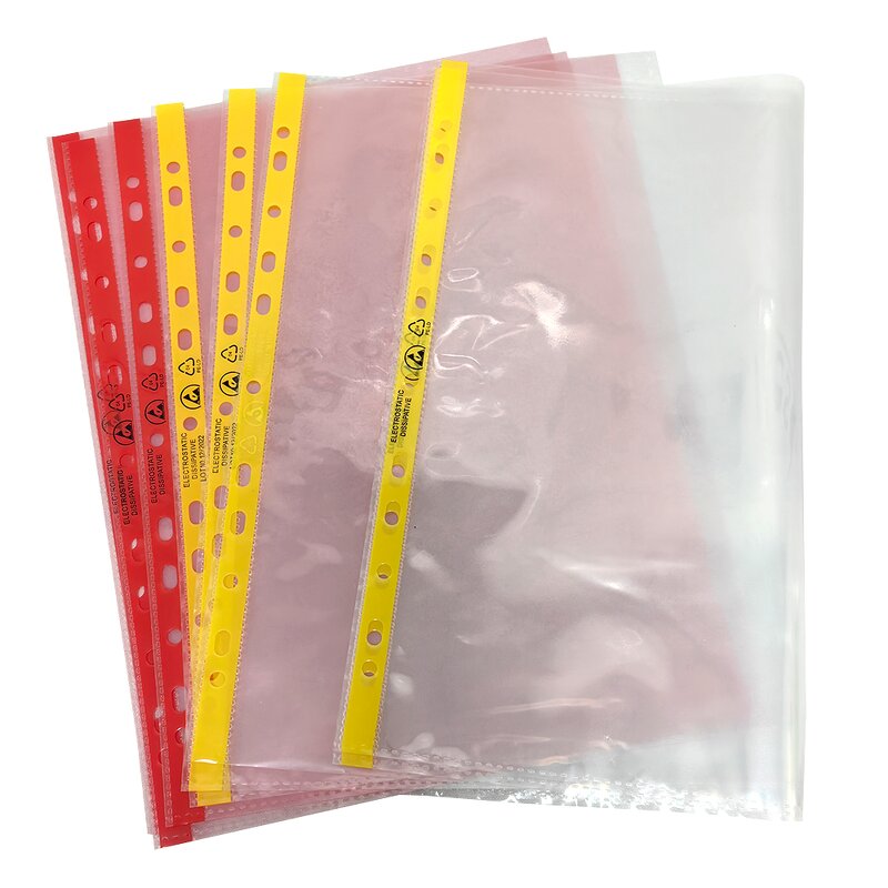 Cleanroom File Bag Manufacturer - 11 Hole Pink or Yellow A4 A3 Dust-Free ESD Anti-Static