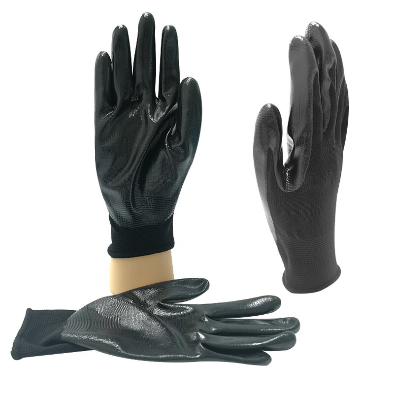 Nylon Nitrile Coated Glove Manufacturer - Black Industrial Mechanic Work Anti-oil