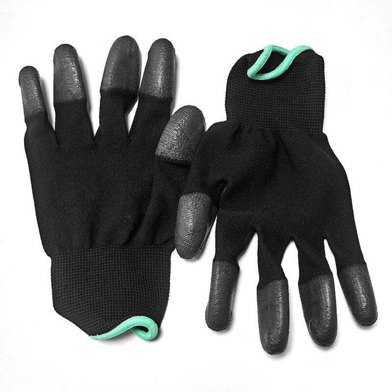 Work Protection Glove Manufacturer - Industry Fingertip Black PU Coated