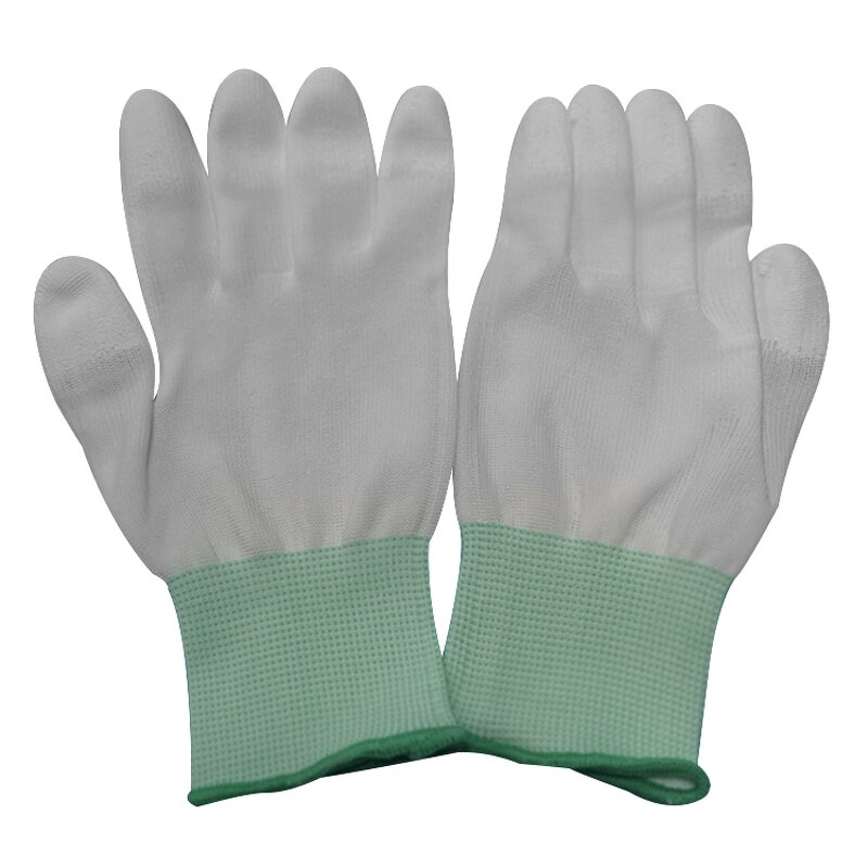 Work Gloves Manufacturer - High Quality White Polyester PU Fingertip Coated for Industry