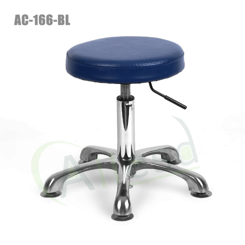 ESD Stool Chair Manufacturer - Black/Blue Comfortable Thickened PU Leather Round