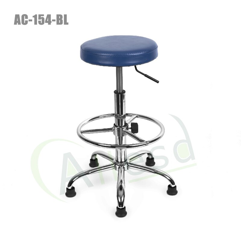 ESD Stool Chair Manufacturer - Black/Blue Comfortable Thickened PU Leather Round