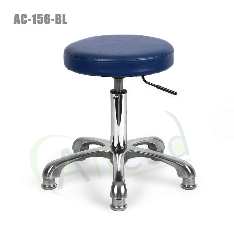 ESD Stool Chair Manufacturer - Black/Blue Comfortable Thickened PU Leather Round