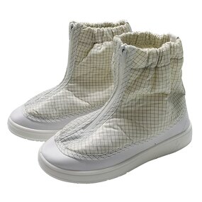 Antistatic PU Dust Boots Manufacturer - White Gird ESD Fabric Short Boots for Cleanroom