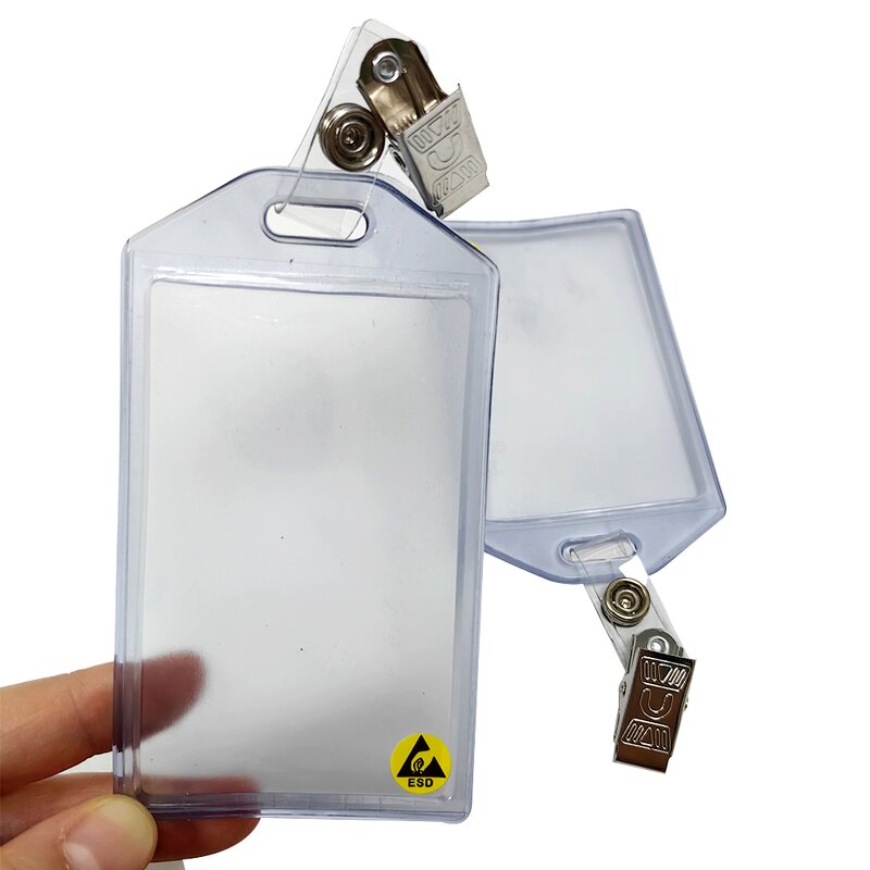 ESD Plastic ID Card Holder Manufacturer - Transparent PP Antistatic with Clip
