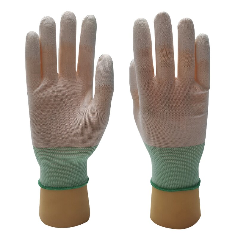 Work Gloves Manufacturer - High Quality White Polyester PU Fingertip Coated for Industry