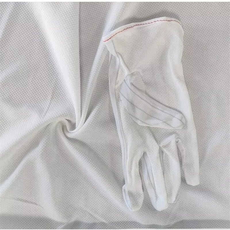 ESD Cleanroom Gloves Manufacturer - White PVC Dotted Fabric