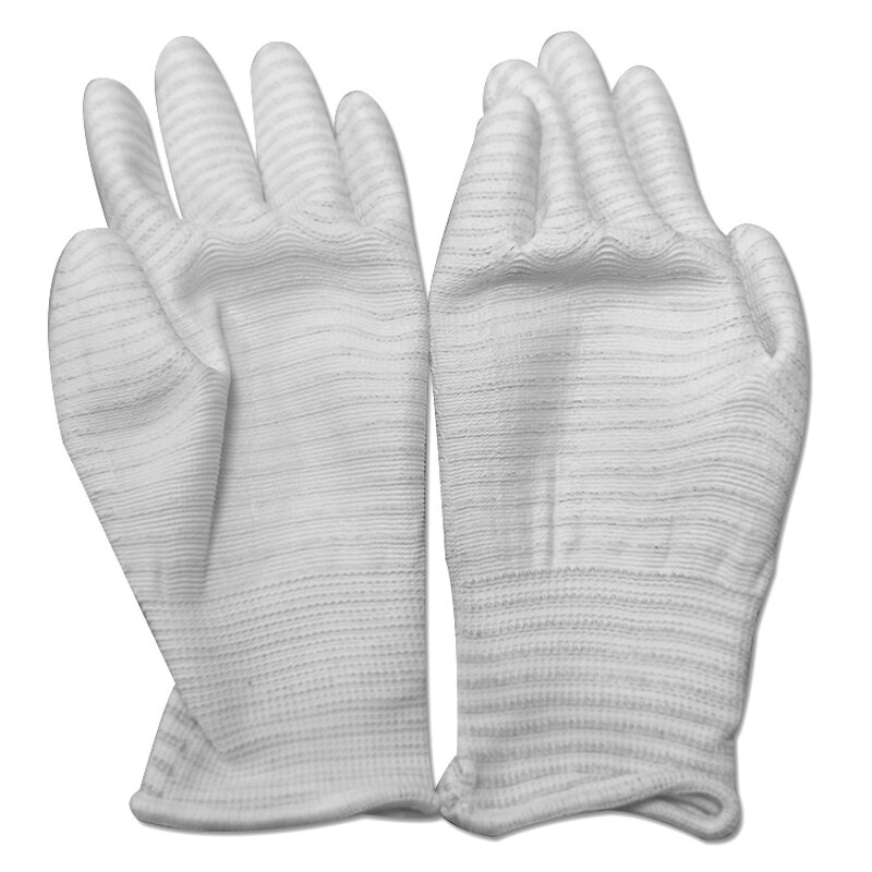 ESD Gloves Manufacturer - Anti Static Carbon Yarn Striped PVC Dotted PU Finger Top Coated
