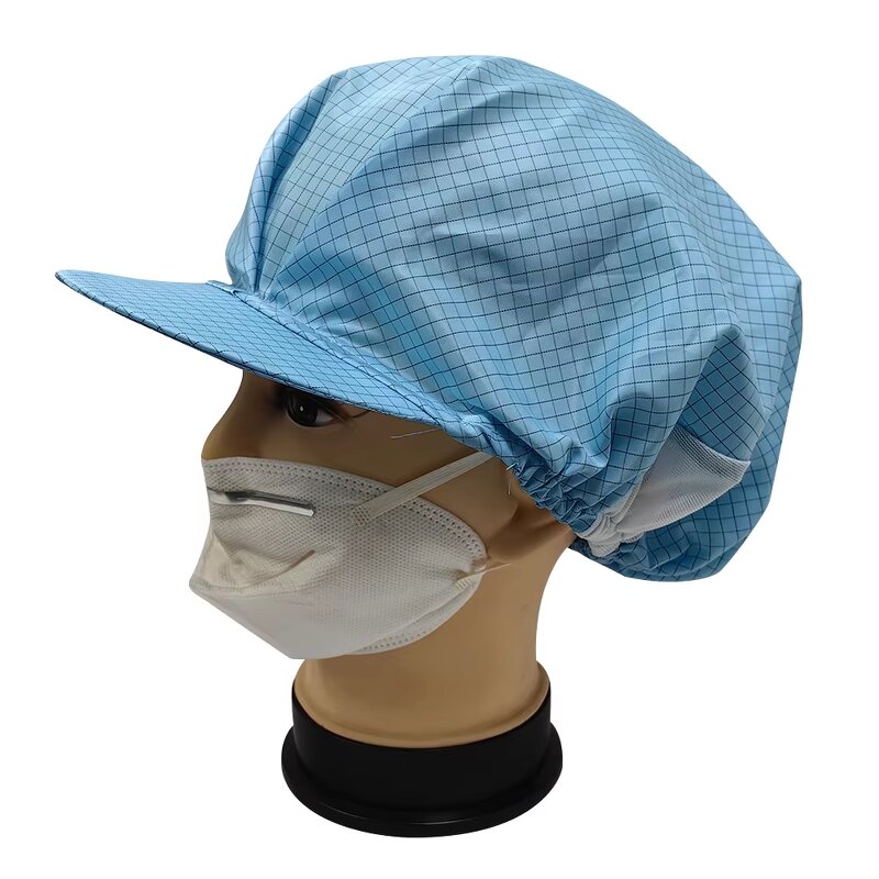 ESD Cleanroom Cap Manufacturer - 5mm Stripe Conductive Polyester