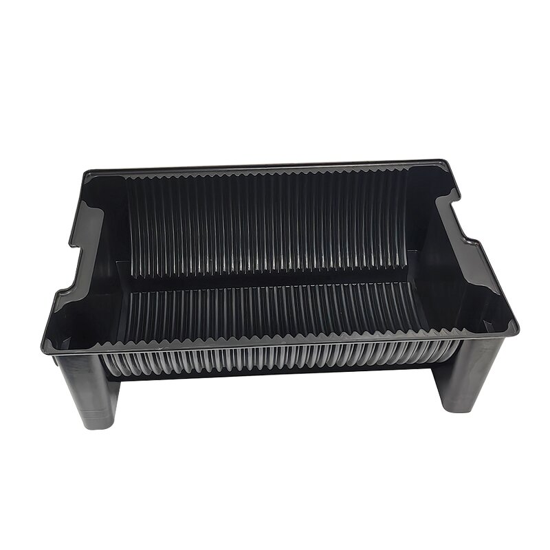 ESD SMT Storage Tray Manufacturer - Black Plastic U Shape Electronics Box Tray