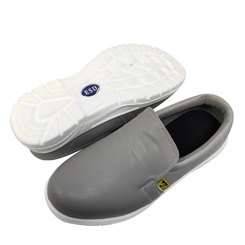 ESD Safety Shoes Manufacturer - Industrial Cleanroom Black Grey Anti Slip Steel Toe