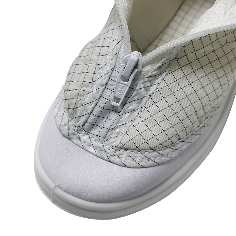 Antistatic PU Dust Boots Manufacturer - White Gird ESD Fabric Short Boots for Cleanroom