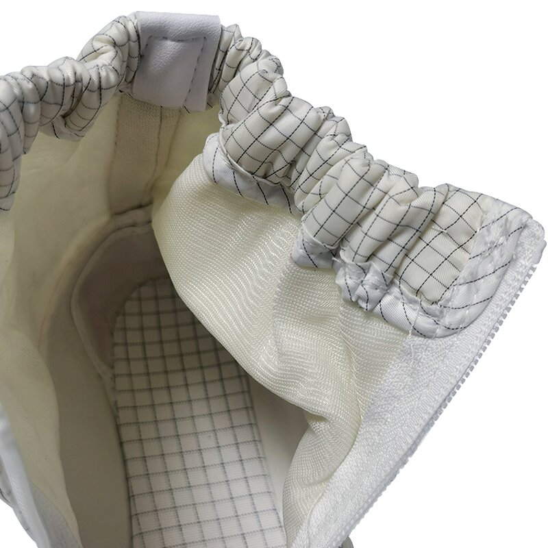 Antistatic PU Dust Boots Manufacturer - White Gird ESD Fabric Short Boots for Cleanroom
