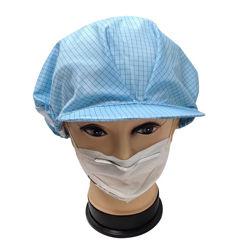 ESD Cleanroom Cap Manufacturer - 5mm Stripe Conductive Polyester