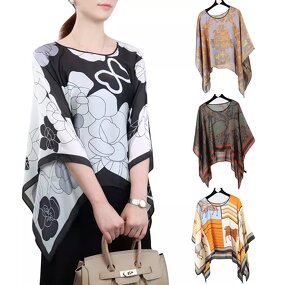 Silk Scarves Pullover Manufacturer - New Luxury Ladies Outdoor Casual Silk Print 110x110cm