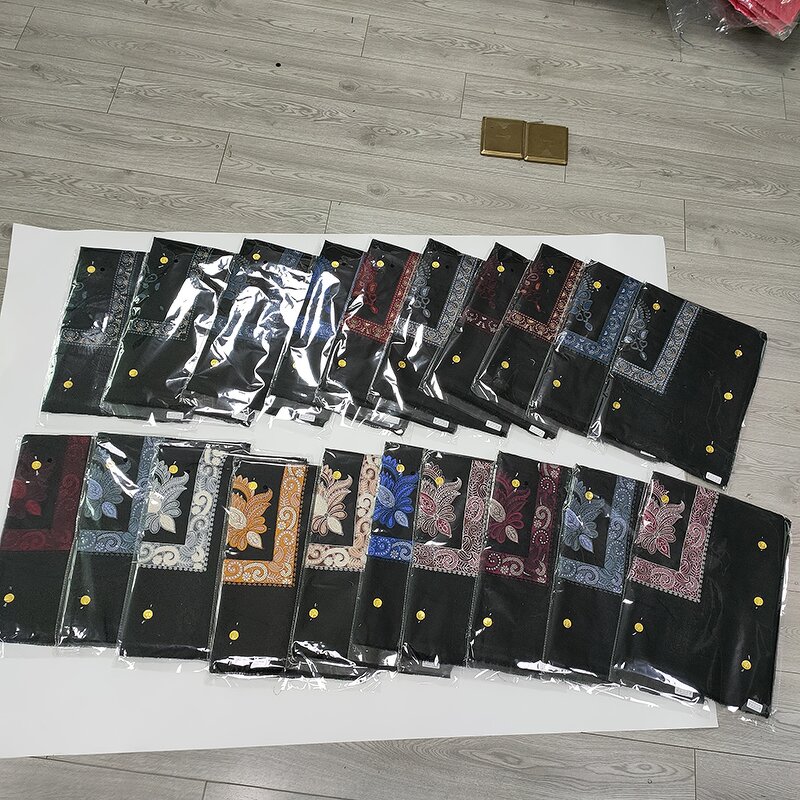 Muslim Scarf Manufacturer - New Colors in Stock Machine Embroidery 55inch Square Arab Shawl Yemen