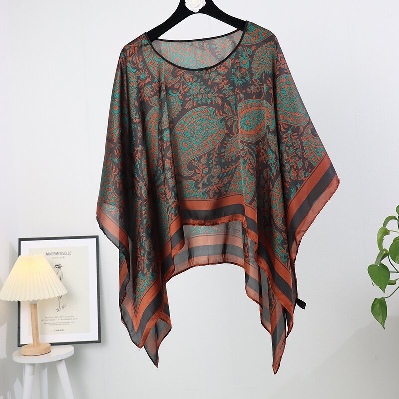Silk Scarves Pullover Manufacturer - New Luxury Ladies Outdoor Casual Silk Print 110x110cm