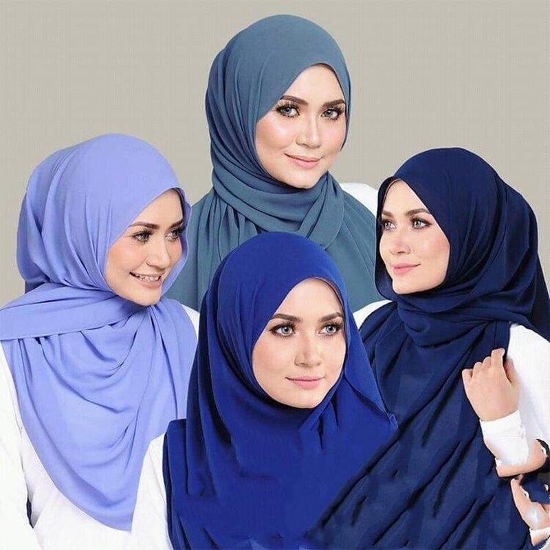 Muslim Chiffon Hijab Scarf Manufacturer - New Arrival Malaysia Plain Color Bubble Heavy Pearl