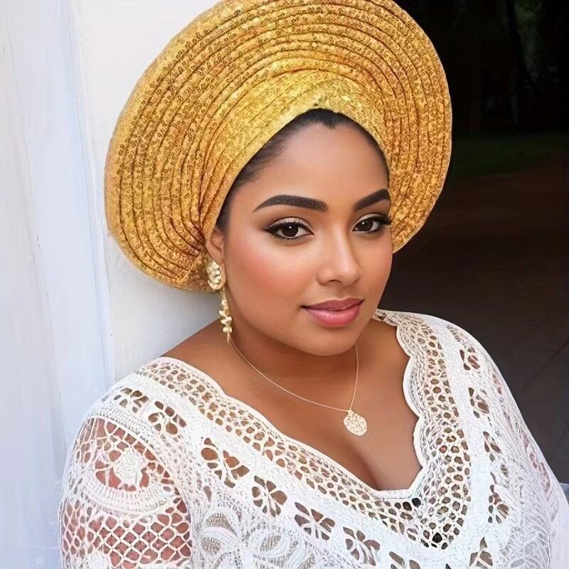 African Wedding Turban Hat Manufacturer - New Sequined Laminated Ethnic Hat