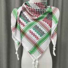 Men Yashmagh Shemagh Manufacturer - Red and Green Arab Men Arafat Scarf Keffiyeh Palestine with Tassel