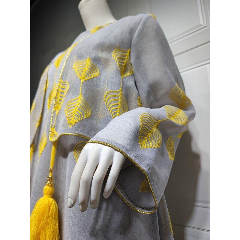 Middle East Muslim Dress Manufacturer - New Arrival Moroccan Mesh Robe Two-piece Tassel Stitching