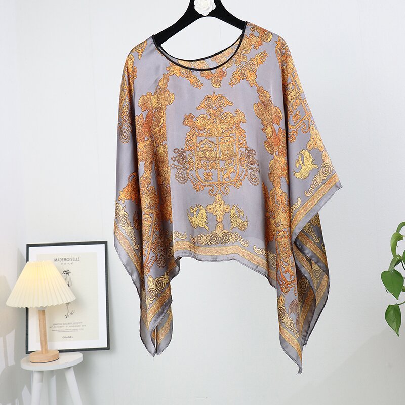 Silk Scarves Pullover Manufacturer - New Luxury Ladies Outdoor Casual Silk Print 110x110cm