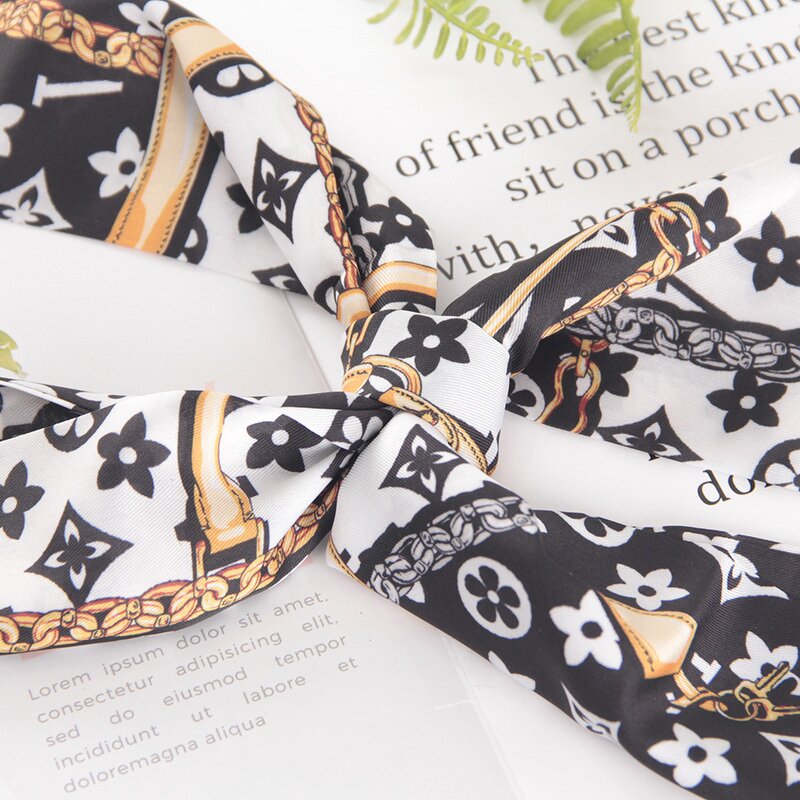 Silk Cotton Scarf Manufacturer - Trendy Girls Twill Printed Belt Vintage Hair Ties Neckerchief