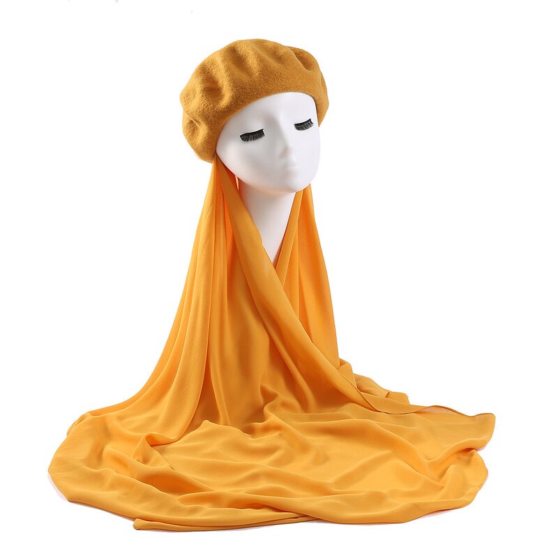 Muslim Women Hijab with Hat Manufacturer - High Quality Ready to Wear Cotton Shawl Instant Chiffon 2pcs