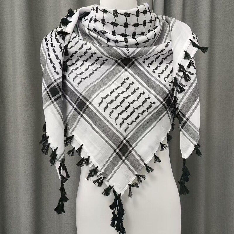 Men Yashmagh Shemagh Manufacturer - Red and Green Arab Men Arafat Scarf Keffiyeh Palestine with Tassel