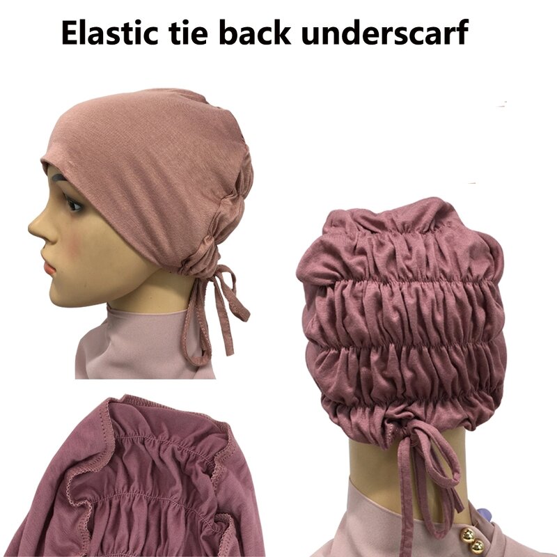 Muslim Women Inner Hijab Manufacturer - Hot Sale Elastic Adjustable Tie Back Jersey Turban Bonnet
