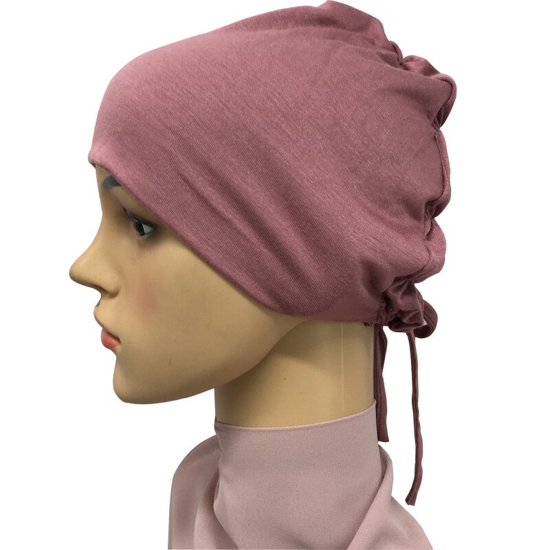 Muslim Women Inner Hijab Manufacturer - Hot Sale Elastic Adjustable Tie Back Jersey Turban Bonnet