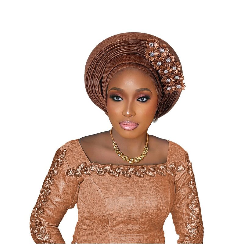 African Muslim Hijab Hat Manufacturer - Casual Multi-Layer Exaggerated Solid Pattern Polyester Turban Cap