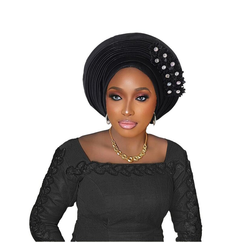 African Muslim Hijab Hat Manufacturer - Casual Multi-Layer Exaggerated Solid Pattern Polyester Turban Cap